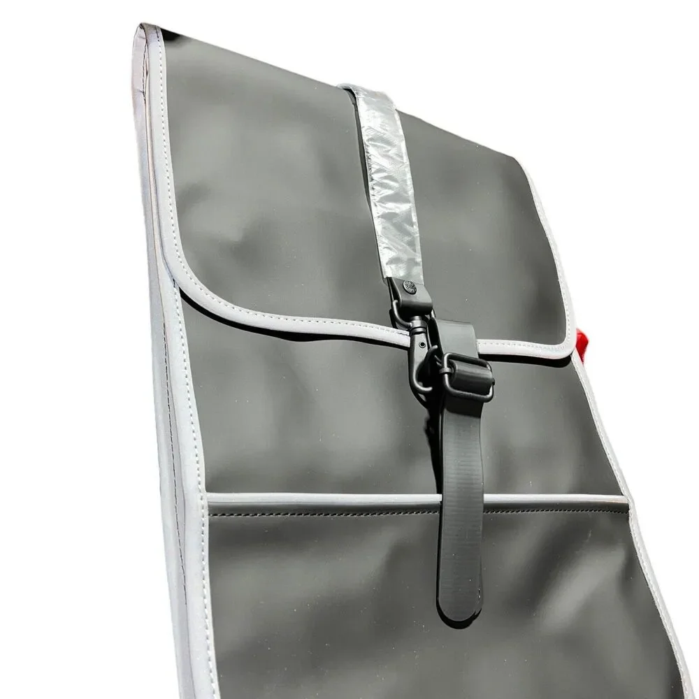 RAINS Backpack‎ Mens Reflective | 70 Black H18.9 x W11.8 x D4.7” Rucksack